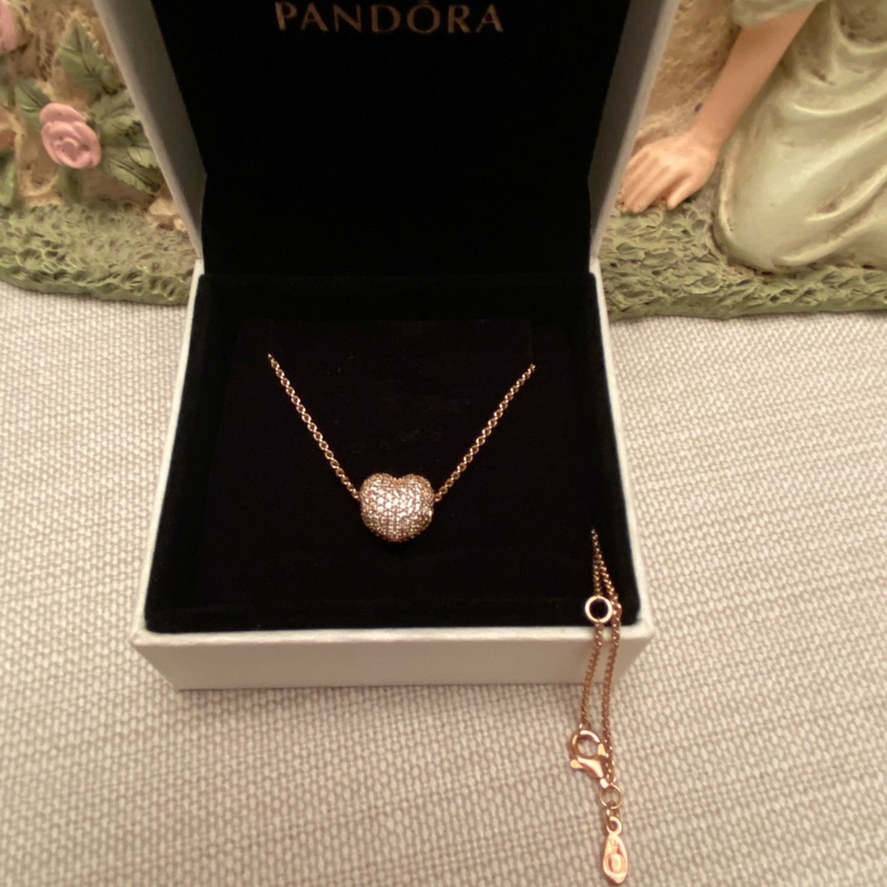 Pandora rose gold heart necklace.